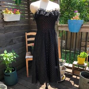 XS Vintage 80s/90s Strapless Boned Bodice Goth Prom Dress Whimsigoth Wednesday